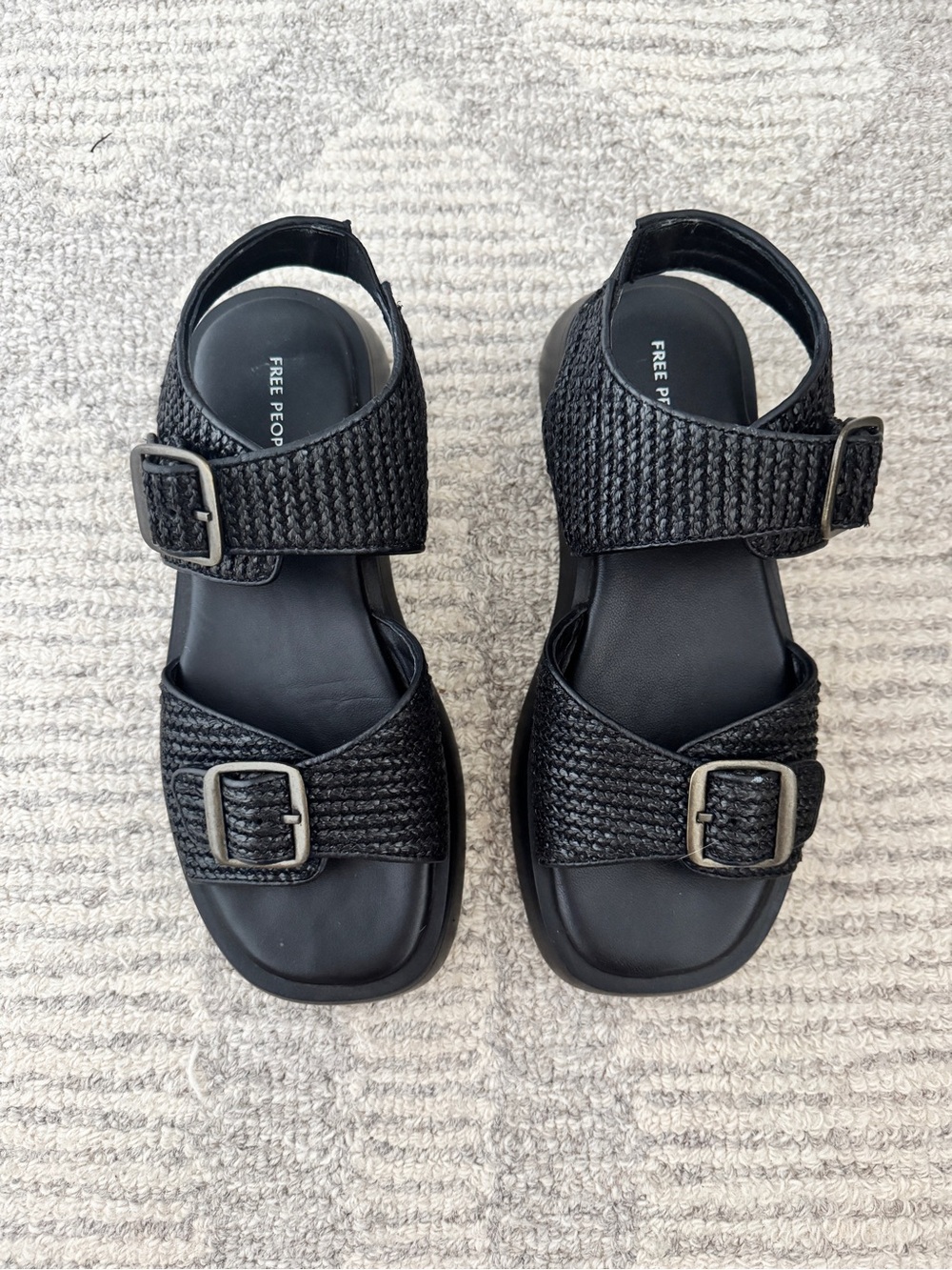 Free People Black Buckle Sandals